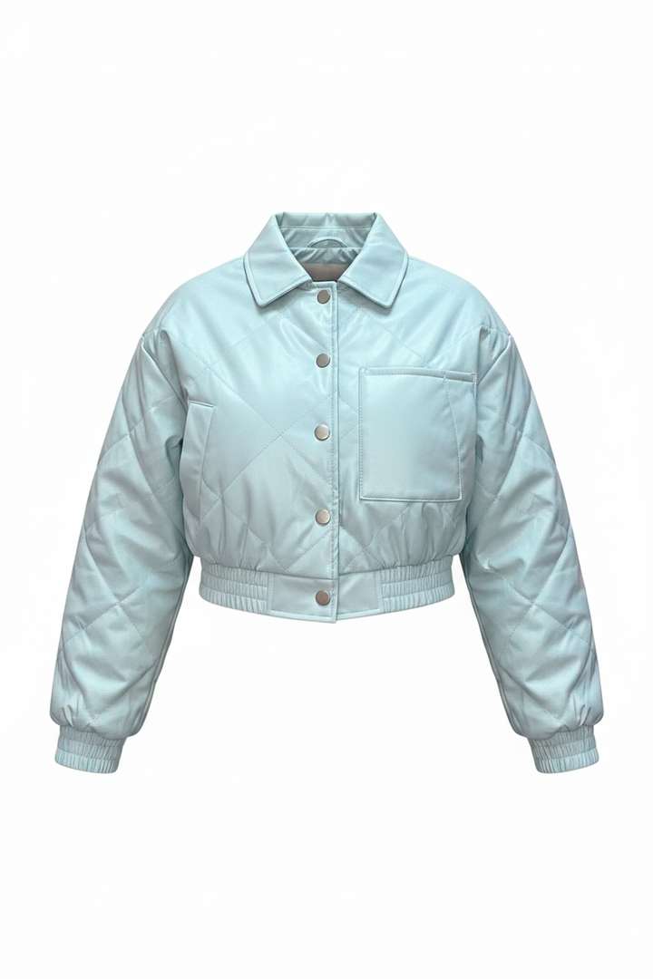 Baby Blue Short Puffer Jackets