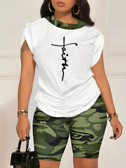 Have Faith Camo Short Pants Sets