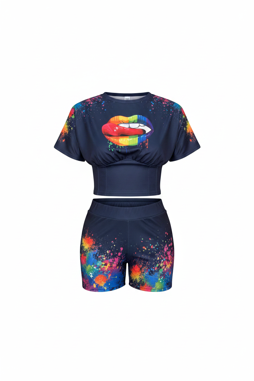 “Slick” Graphic Short Pants Sets