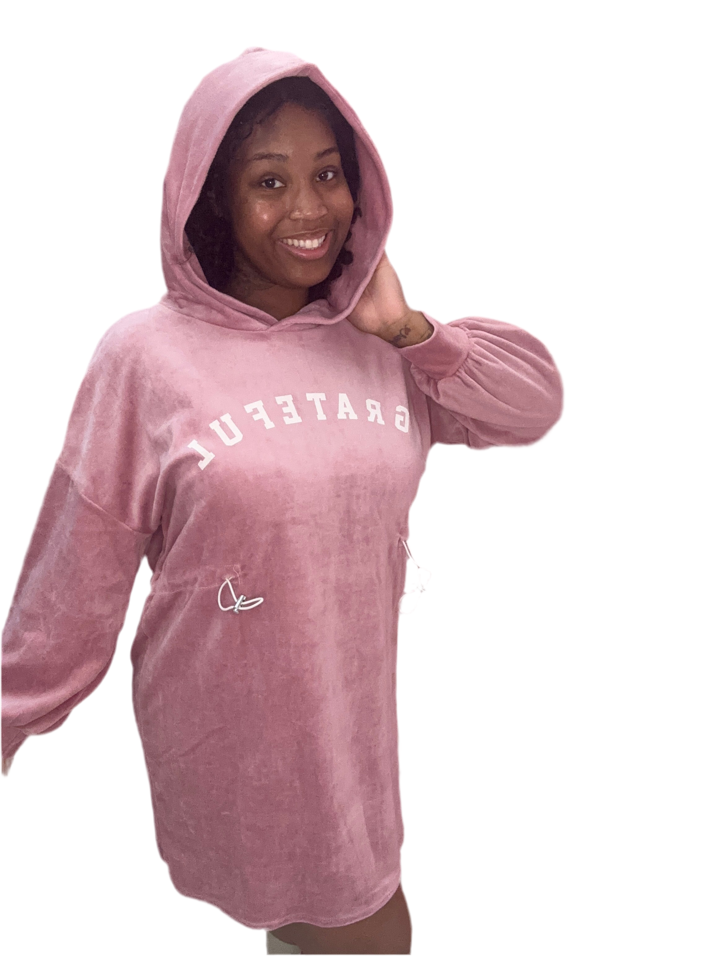 I’m Grateful Hooded Mini Dresses