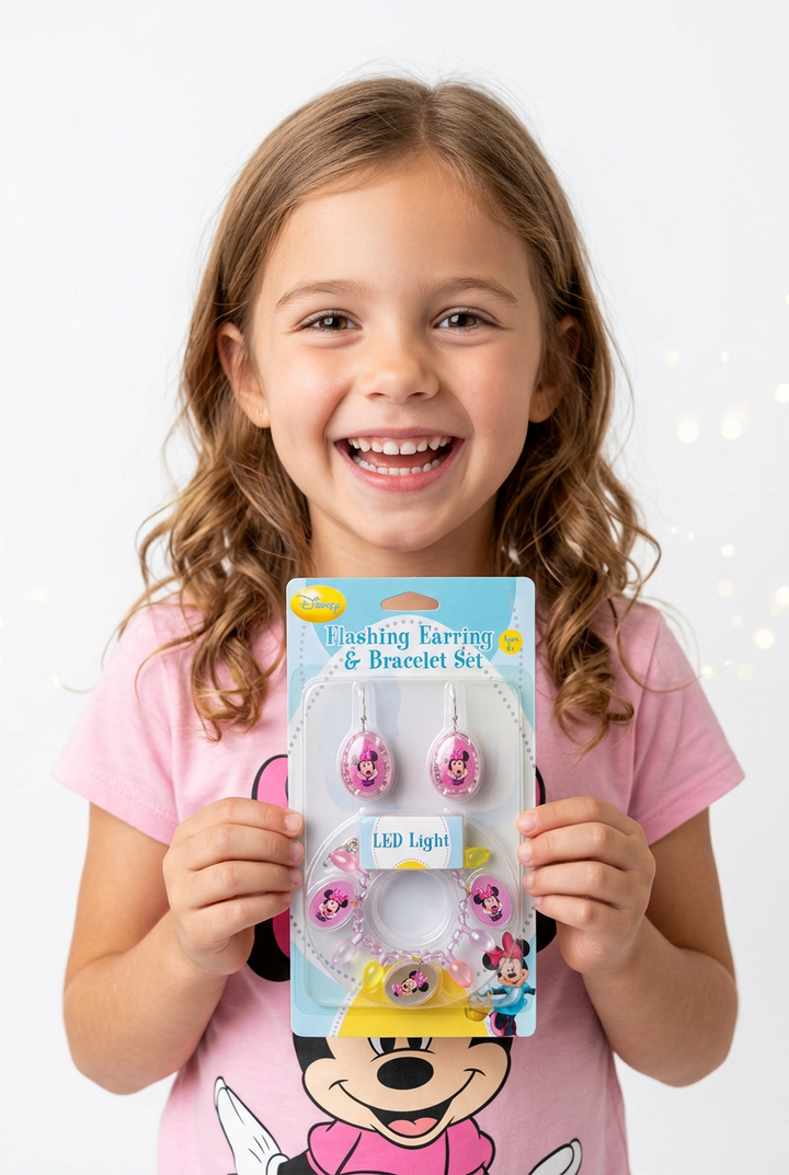 Minnie Mouse Flashing Earring &amp; Bracelet Set