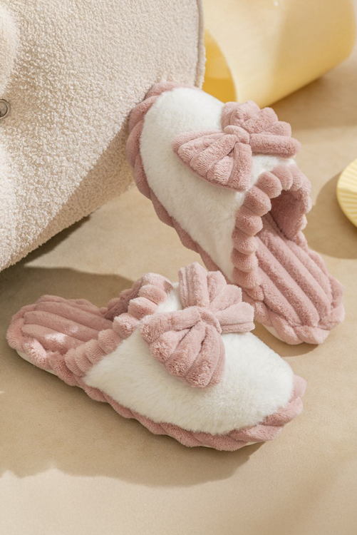 Plush Bow House Shoes