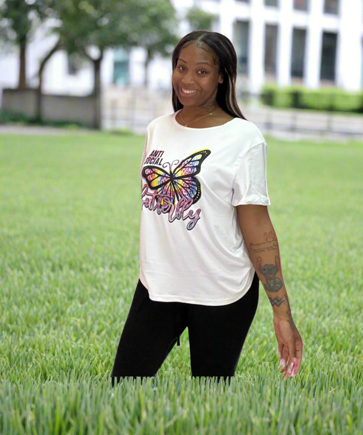 Anti Social Butterfly Graphic T-Shirts