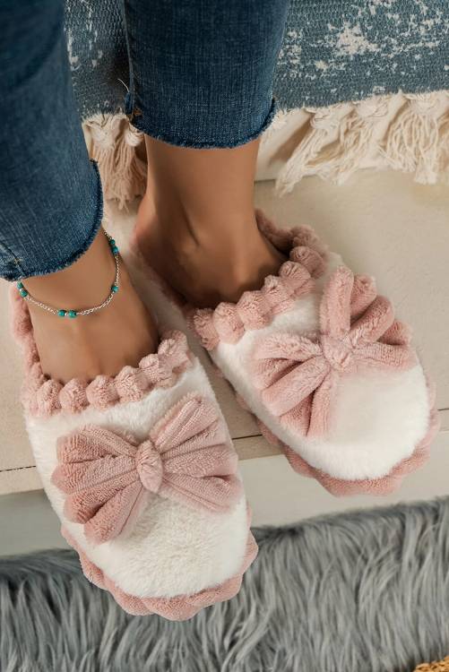 Plush Bow House Shoes