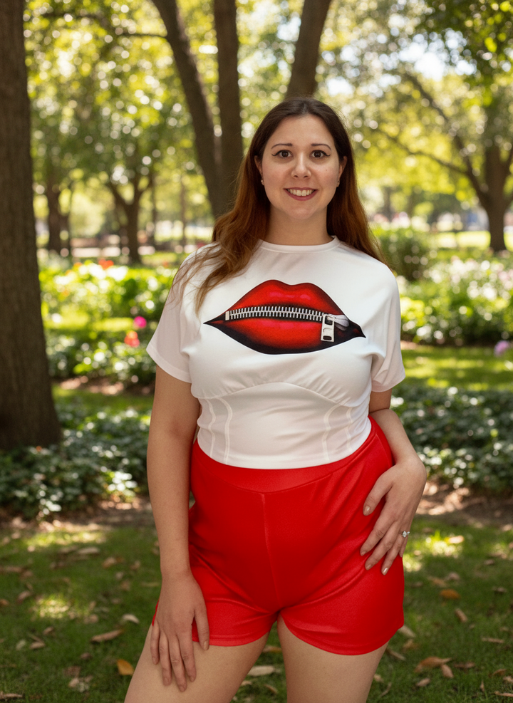 My Lips Are Sealed Graphic Short Pants Sets