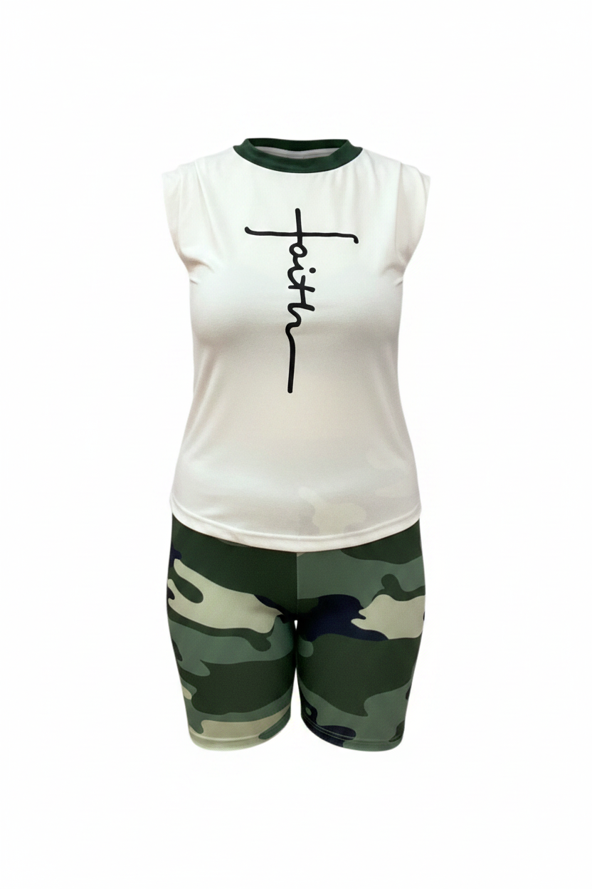Have Faith Camo Short Pants Sets