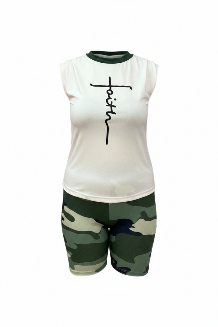 Have Faith Camo Short Pants Sets