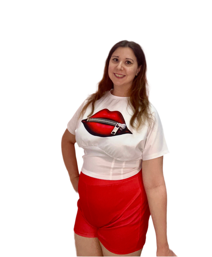 My Lips Are Sealed Graphic Short Pants Sets