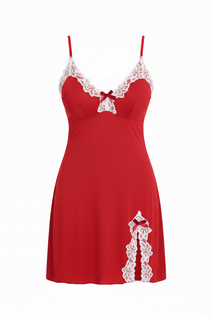 Lady In Red Lingerie Night Dresses