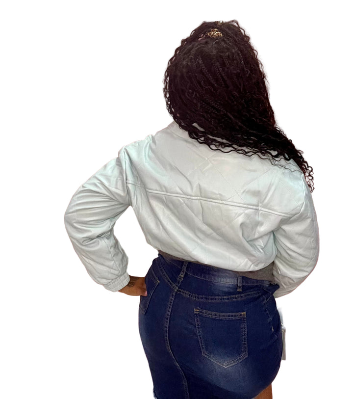 Baby Blue Short Puffer Jackets