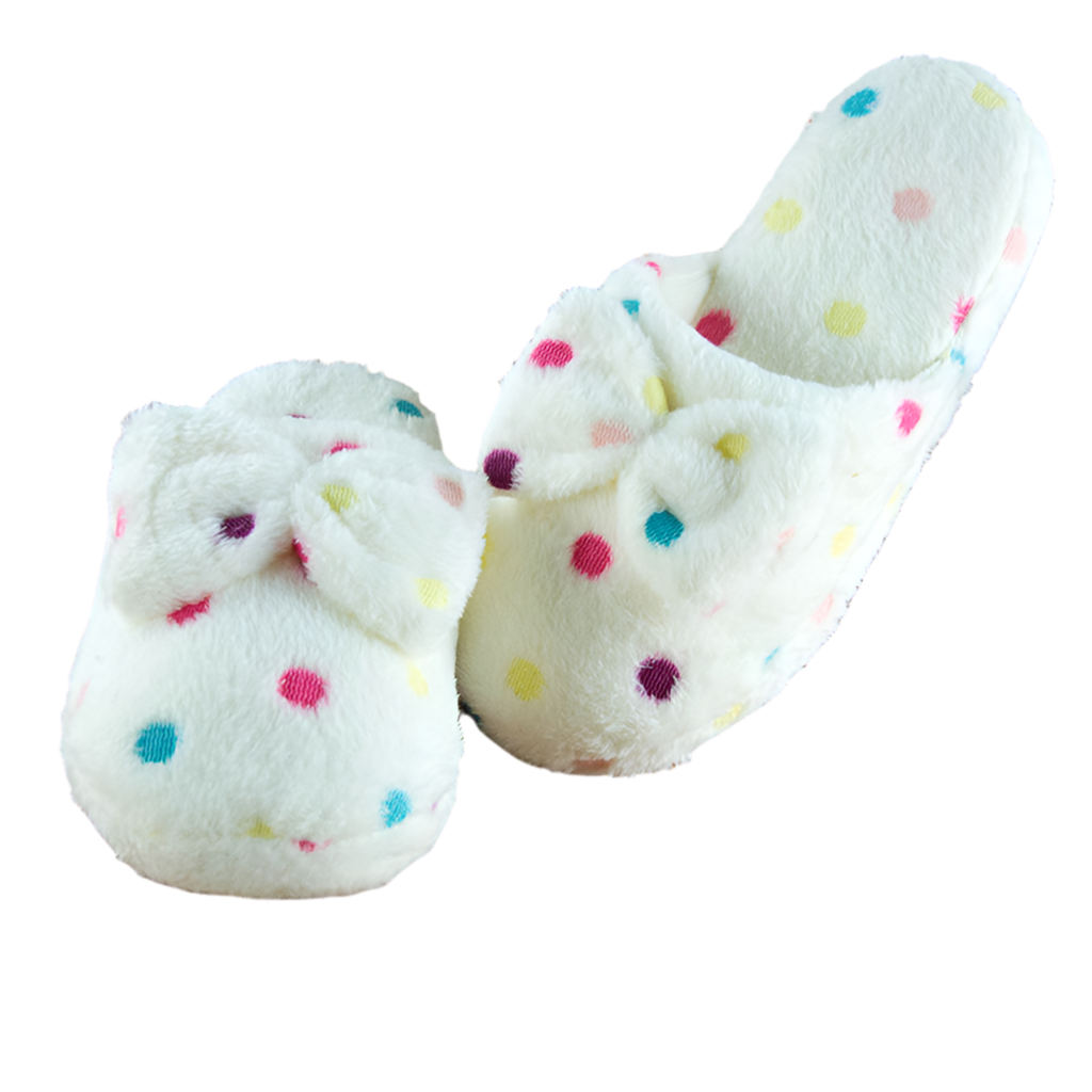 Fuzzy Bow House Shoes