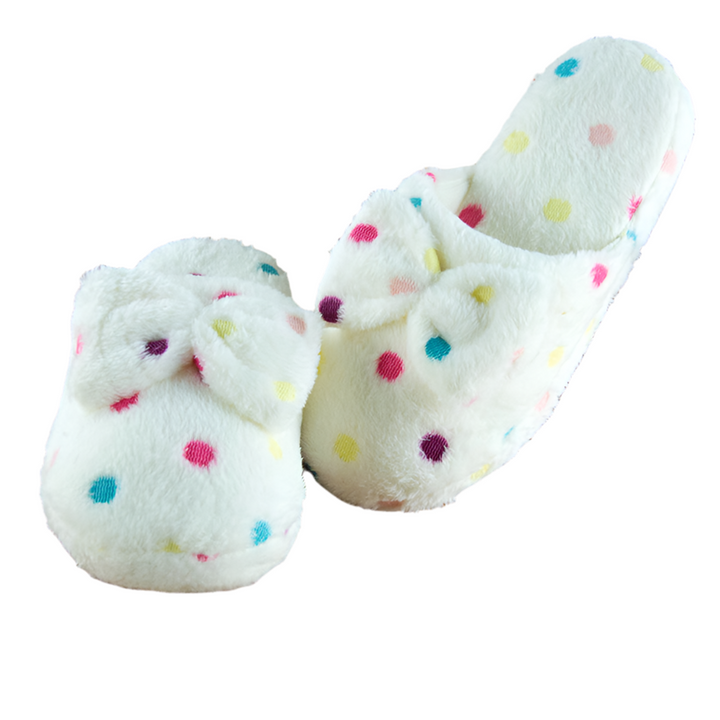 Fuzzy Bow House Shoes