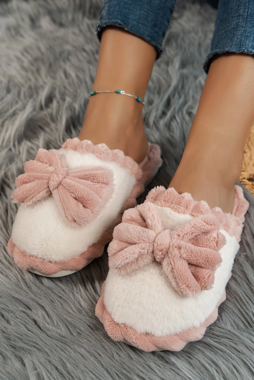 Plush Bow House Shoes